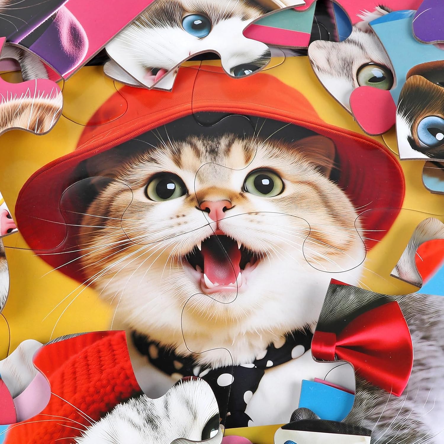 Jumbo Floor Puzzle for Kids,48 Piece Cat Jigsaw Puzzles,Pet Learning Educational Toys for Toddlers Ages 3-5,Children Gift for Boy Girl Ages 4-8