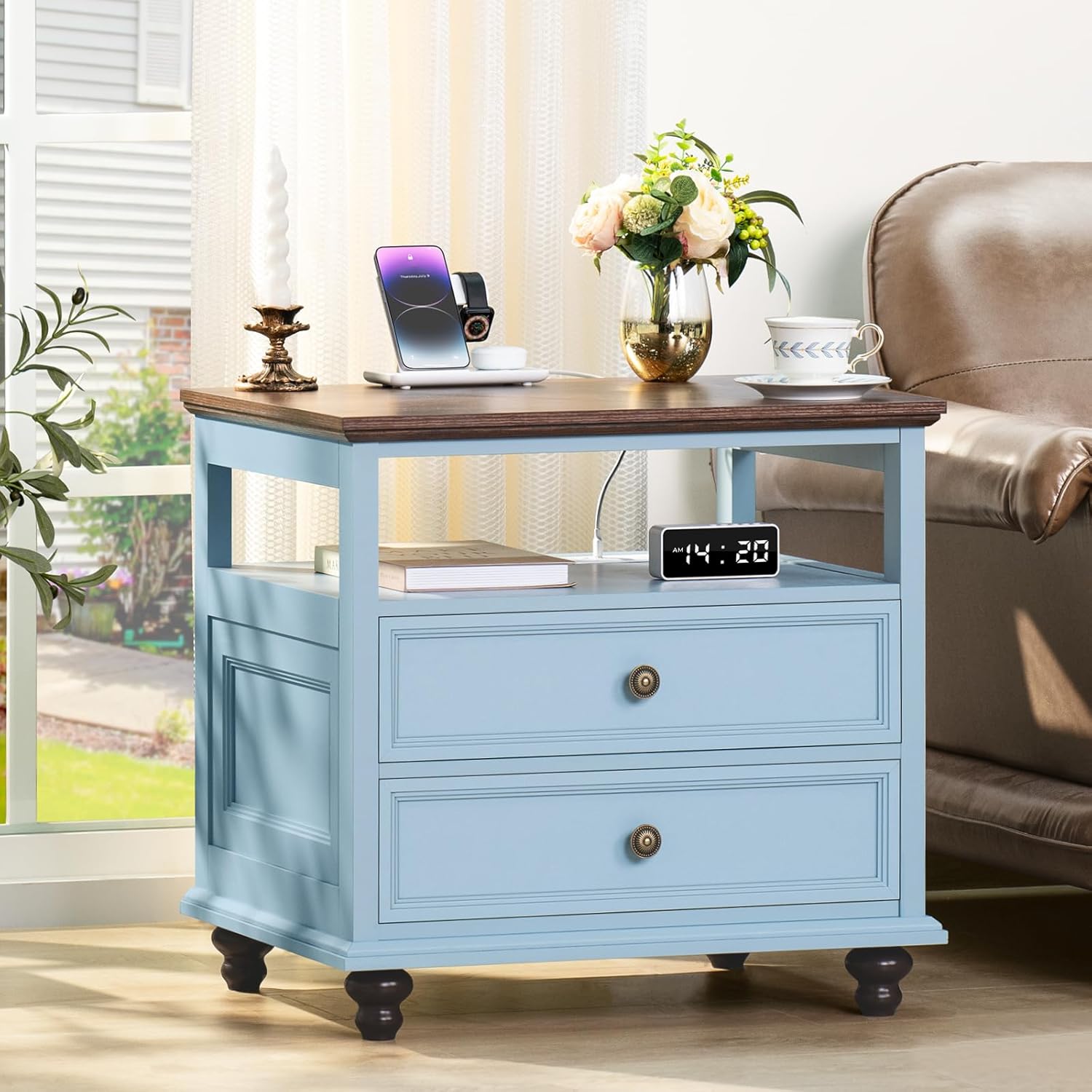 Farmhouse Nightstand with Charging Station, 24