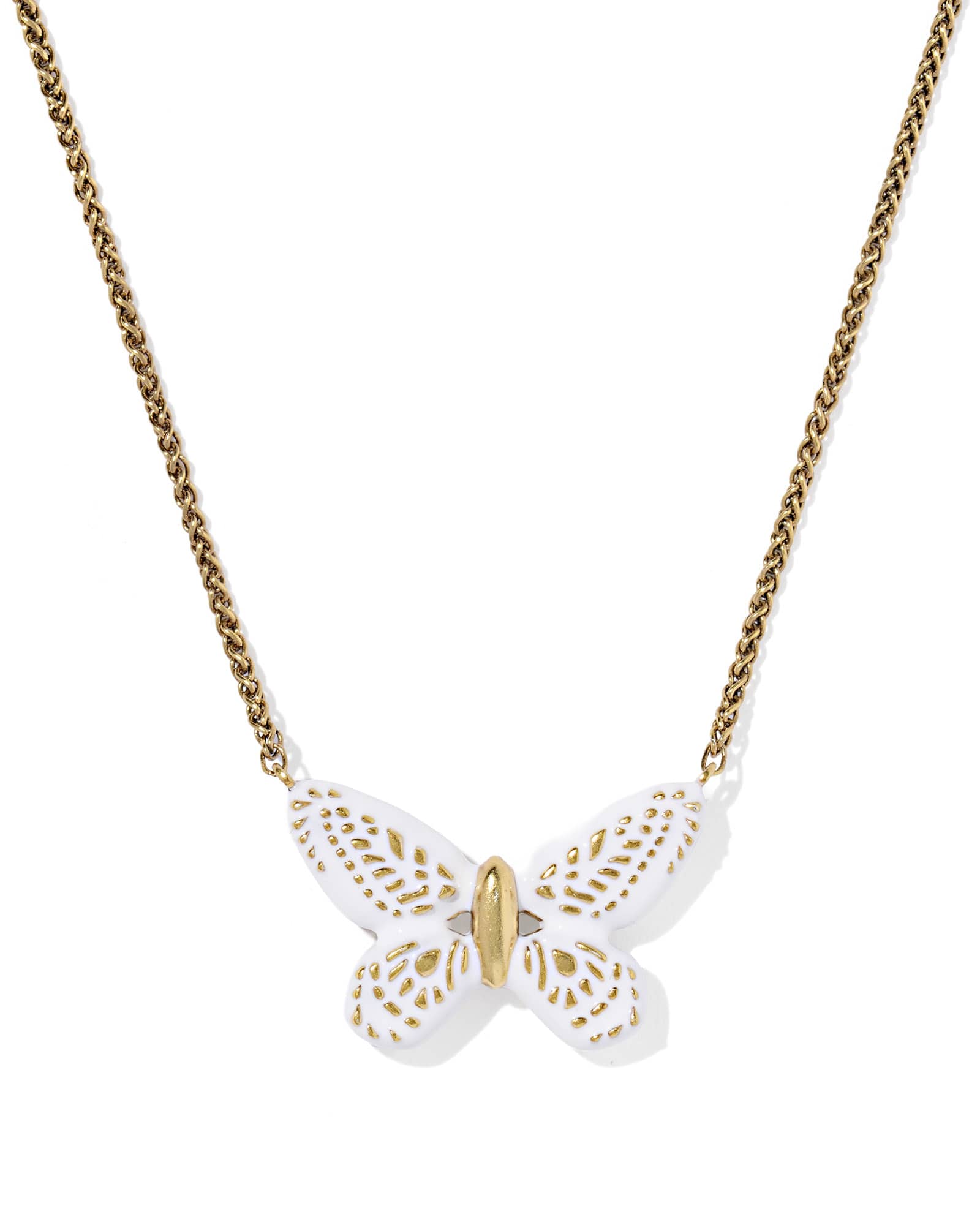 Dolly Parton x Kendra Scott Enamel Butterfly Vintage Gold Short Pendant Necklace