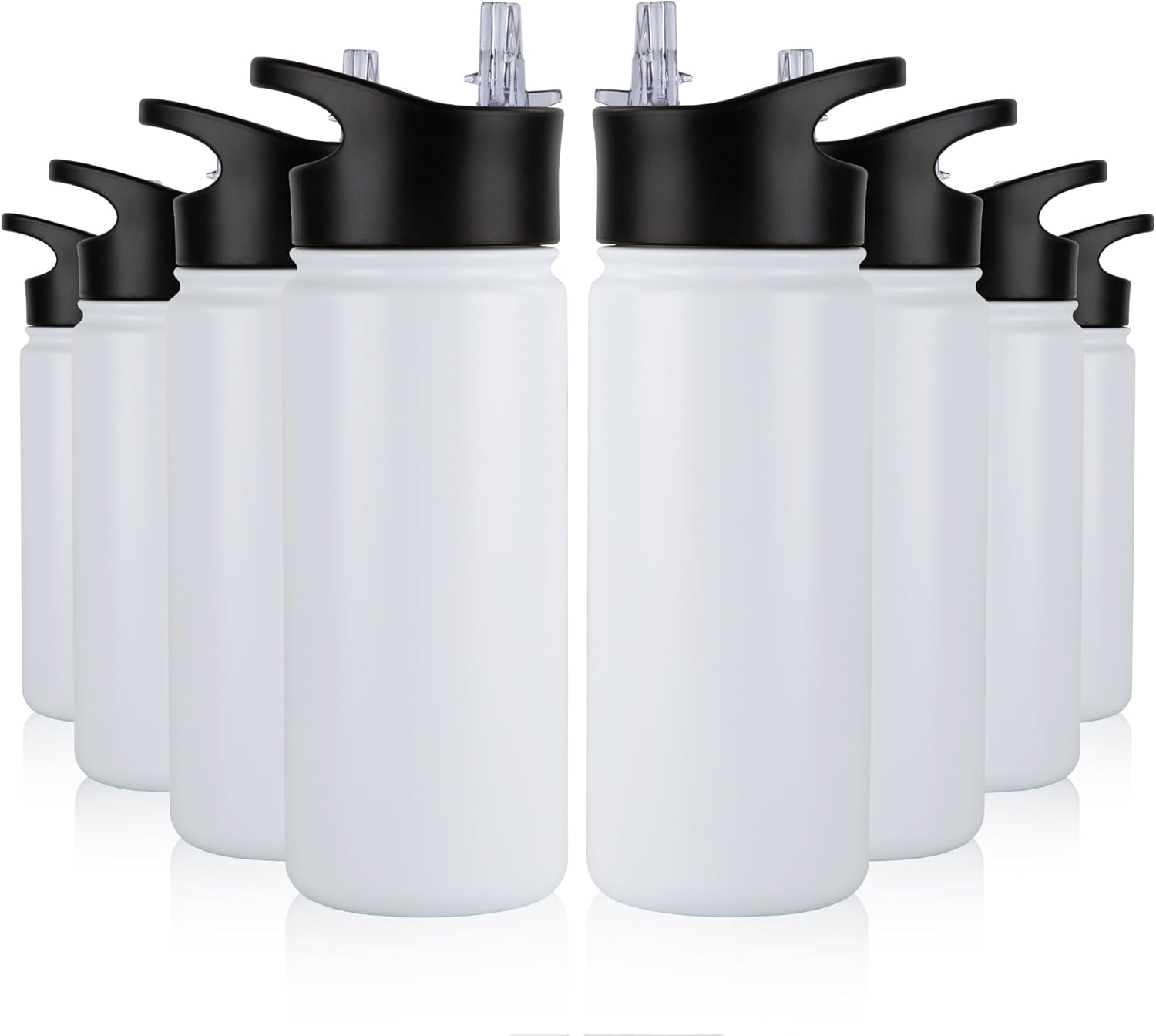 40 oz Insulated Water Bottle with Straw, Stainless Steel Sports Water Bottles with 2 Lids (Straw and Wide Mouth lid), Double Wall Vacuum, Leakproof, BPA-Free, Black