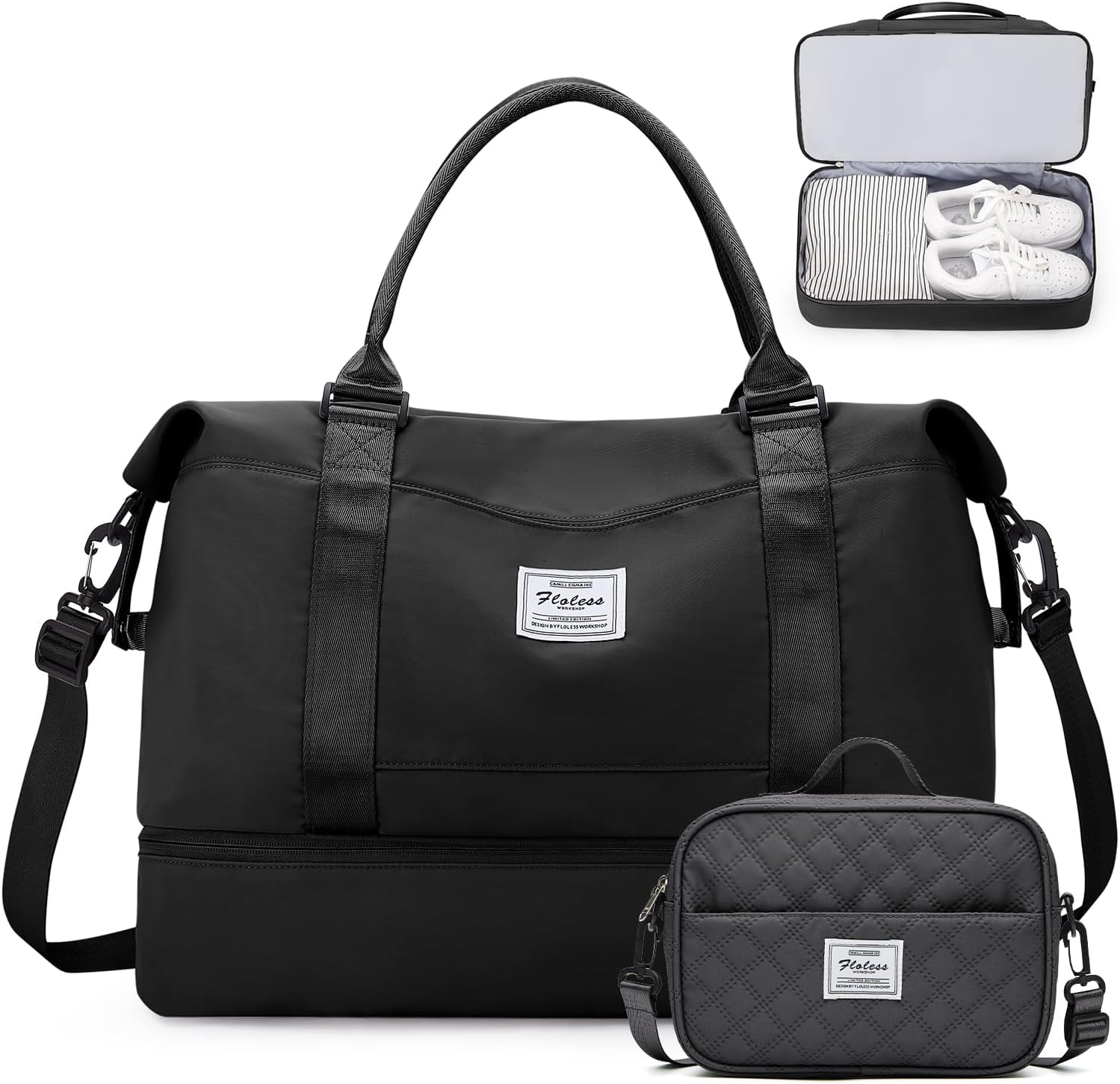 Weekender Bags for Women,Personal Item Travel Bag with Shoes Compartment,Overnight Travel Duffel Bag with Toiletry Bag