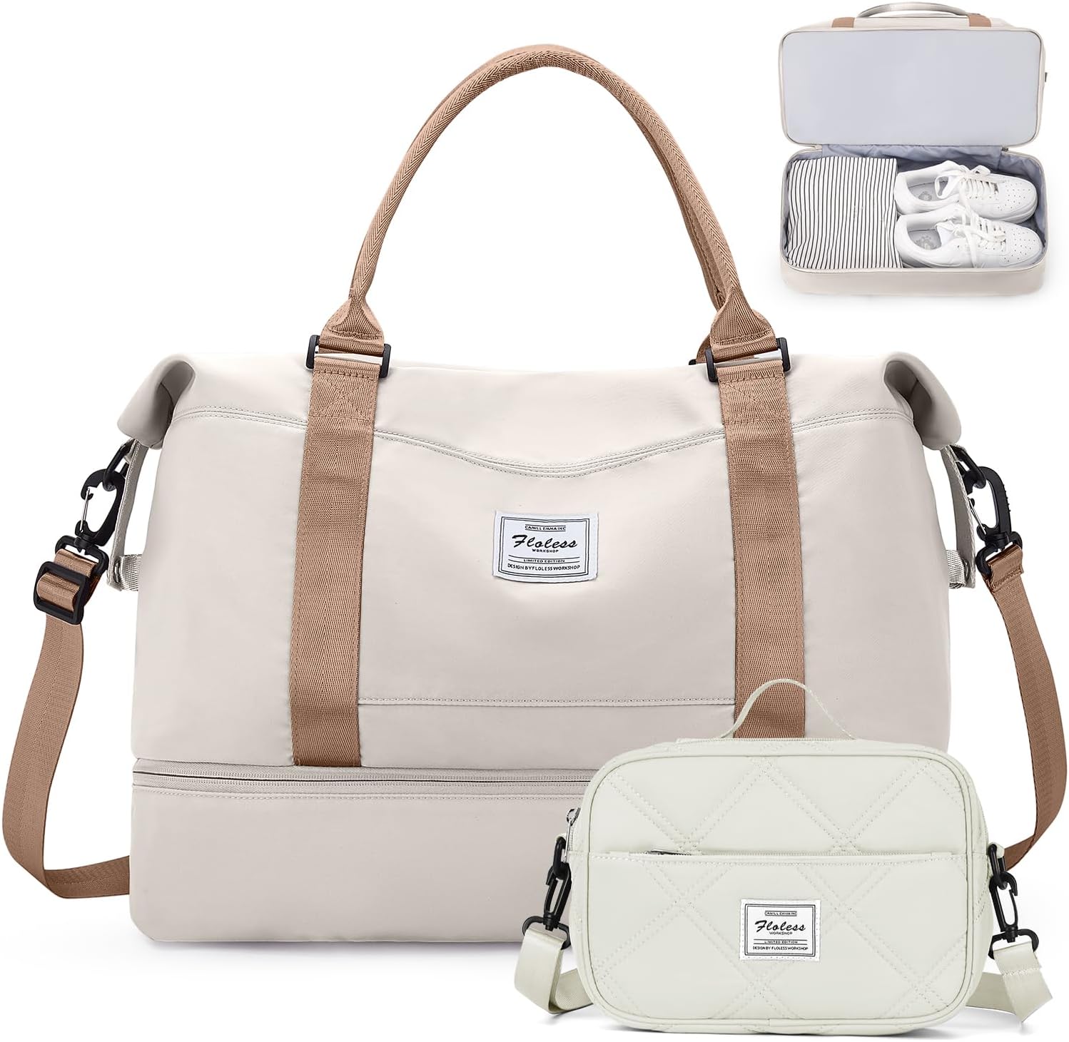 Weekender Bags for Women,Personal Item Travel Bag with Shoes Compartment,Overnight Travel Duffel Bag with Toiletry Bag