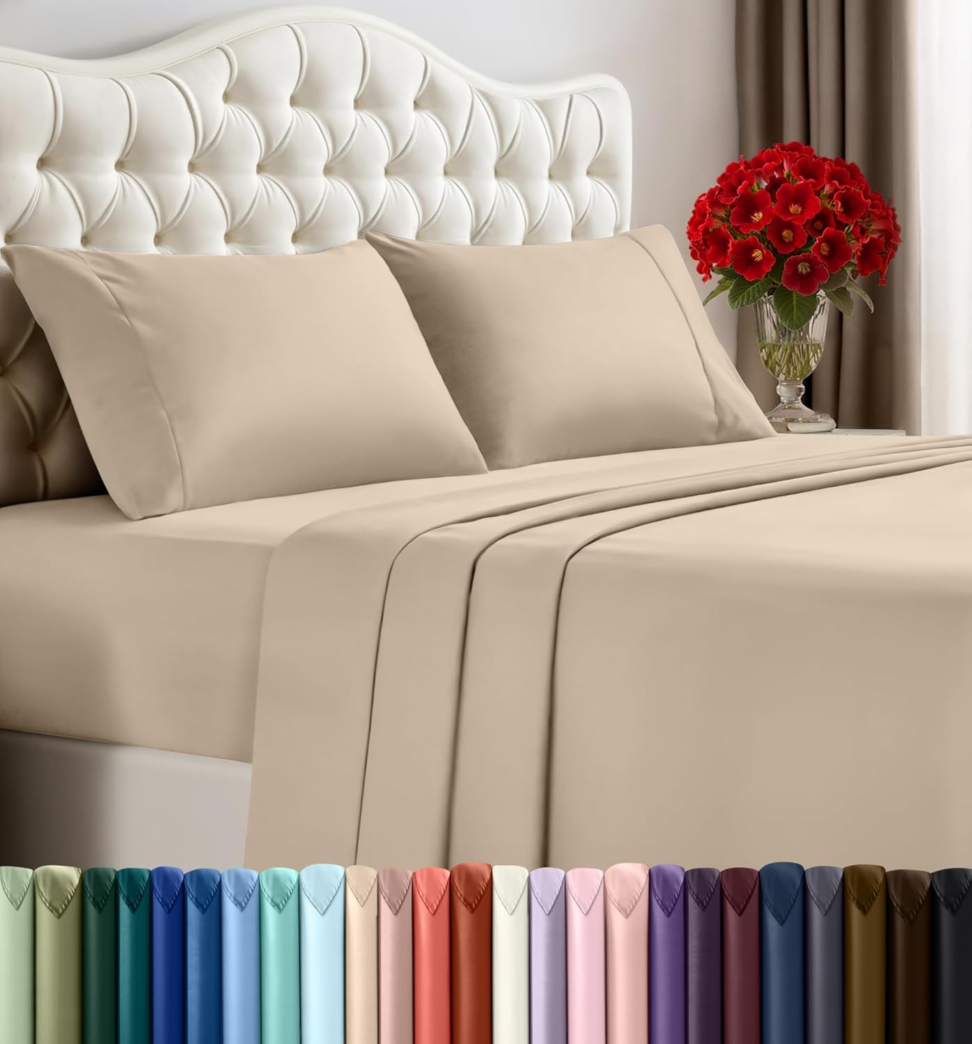 Utopia Bedding Queen Size Sheet Set – 4 Piece Bed Sheets, Soft and Breathable Microfiber, Includes 1 Fitted Sheet, 1 Flat Sheet and 2 Pillowcases – Oeko Tex (Grey)