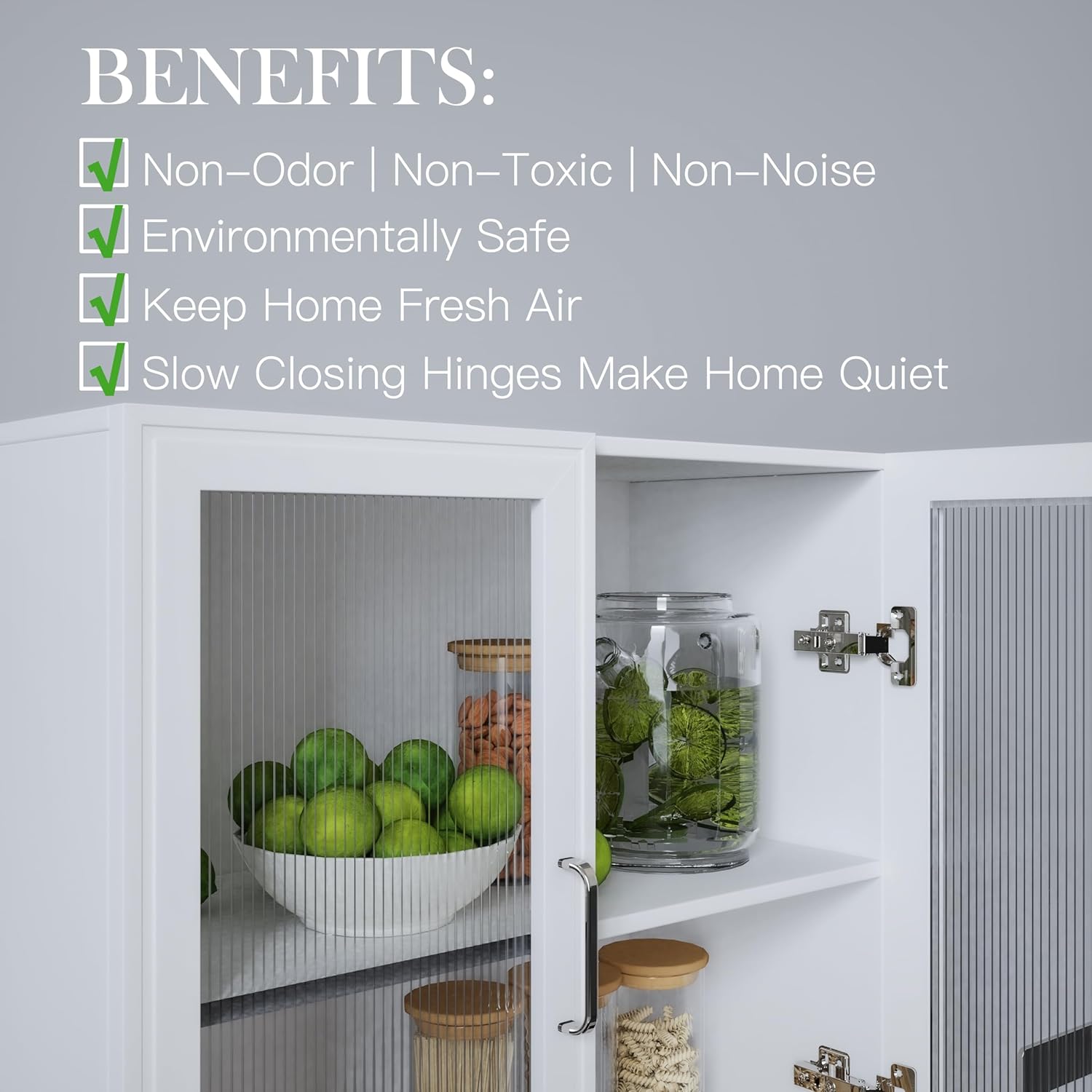 Kitchen Wall Cabinets 4 Doors - Laundry Wall Mounted Storage Cabinets with Acrylic Glass Doors in White, 24