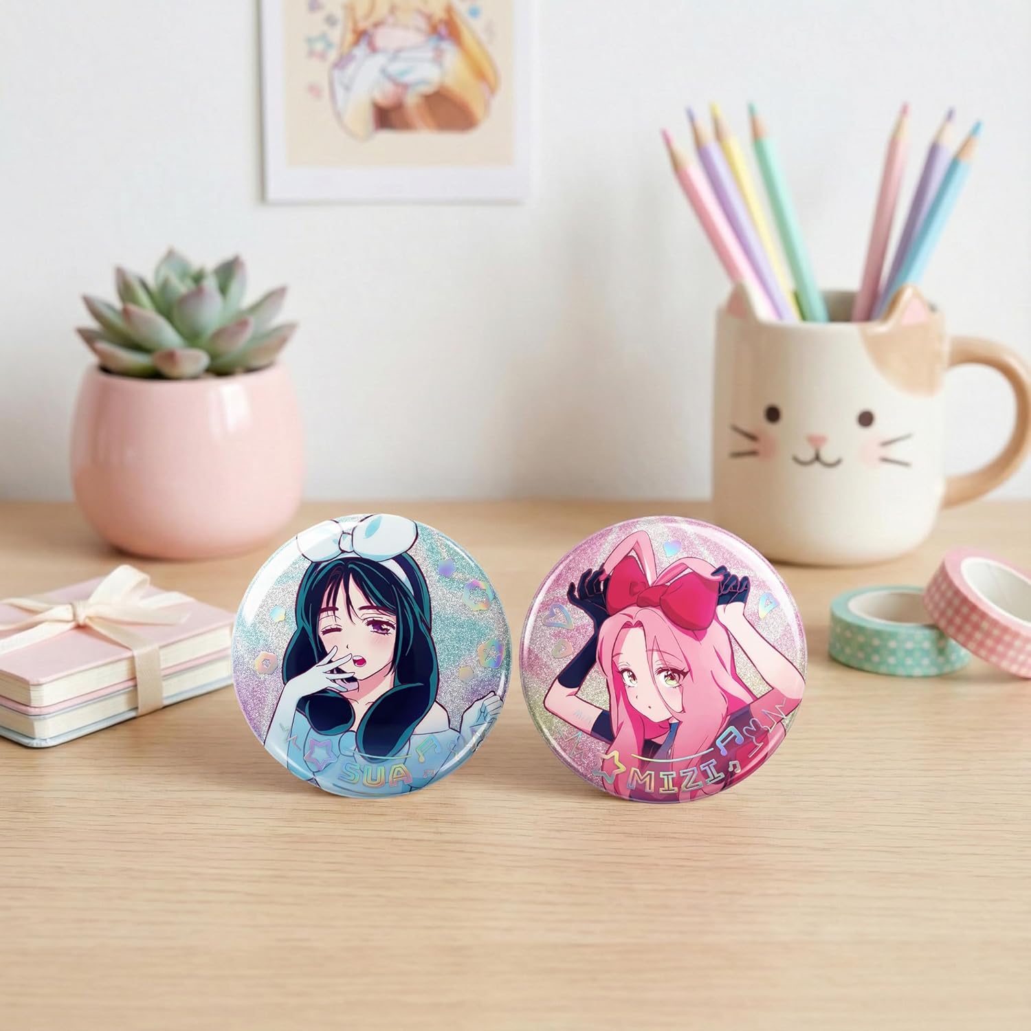 Alien Stage Rabbit Series Blind Box Holographic Button Pins, Officially Licensed Anime ALNST Collectible Merch for Ita Bags (Single Pack, Contains One Random Character)