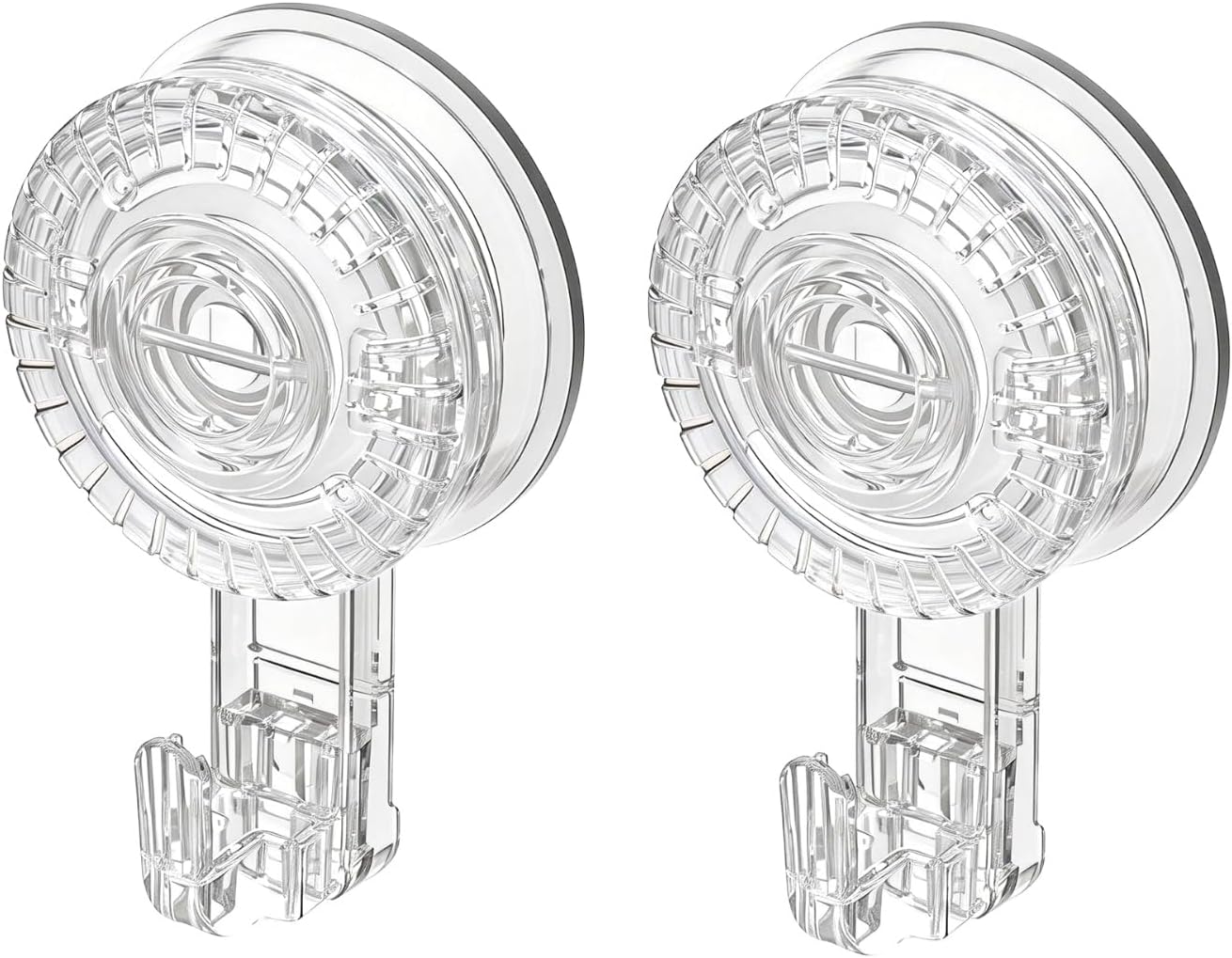 Suction Cup Hooks, One-Second Installation, Reusable,for Use On Glass, Mirrors, and Smooth Tile Surfaces Only, Suitable for Kitchens, Bathrooms, and Toilets. 2-Pack(Transparent)
