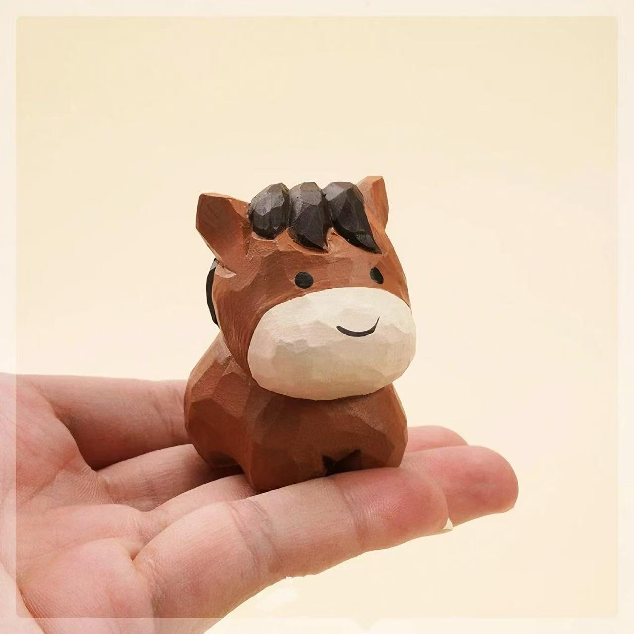 Small Wooden Monkey Figurines Craft, 1.6’’H Hand-Carved Painted Monkey Figurine with Base, Cute Desktop Decor, Wooden Animal Statue Home Decor, Gift for Animal Lovers