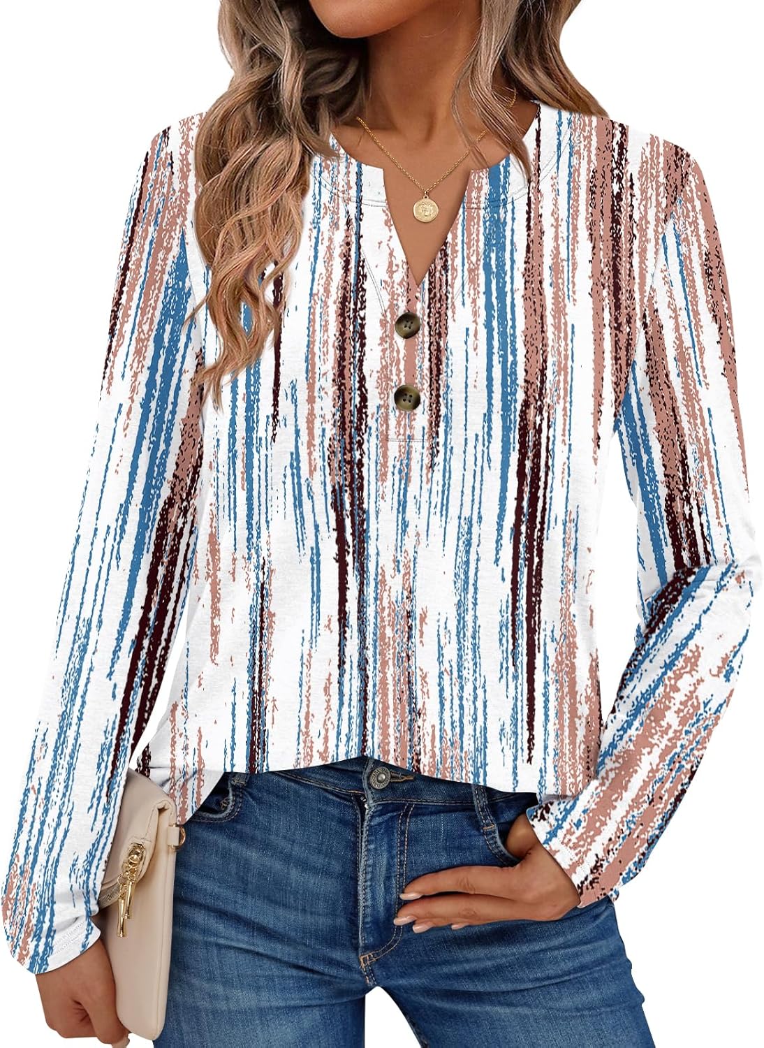 AUTOMET Women's Long Sleeve Shirts 2026 Spring Fashion Dressy Casual Tops Trendy Henley Blouses Cute Work Outfits Clothes