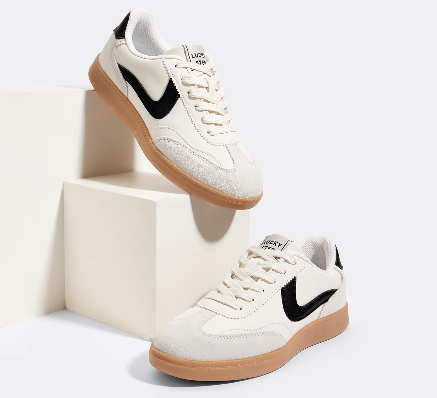 LUCKY STEP Women's Retro Fashion Sneakers Classic Casual Walking Shoes Non Slip Comfort Skate Shoes