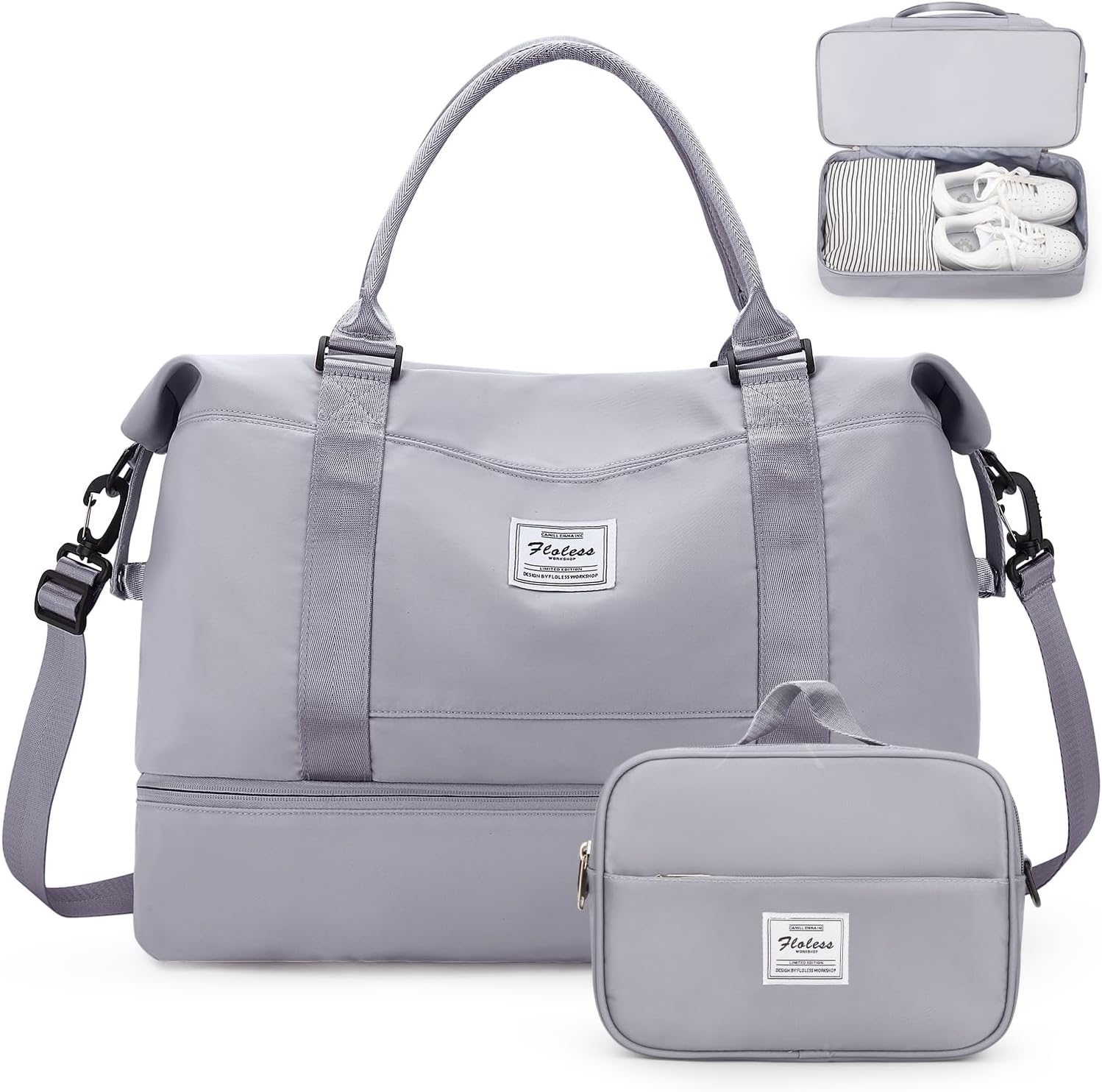 Weekender Bags for Women,Personal Item Travel Bag with Shoes Compartment,Overnight Travel Duffel Bag with Toiletry Bag