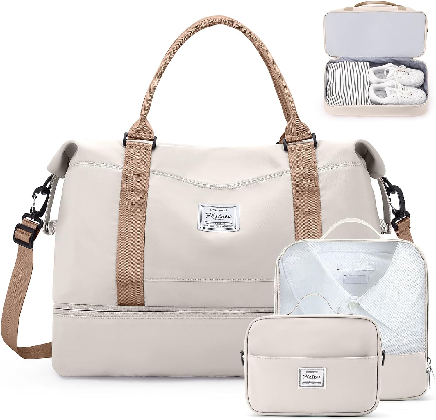 Weekender Bags for Women,Personal Item Travel Bag with Shoes Compartment,Overnight Travel Duffel Bag with Toiletry Bag