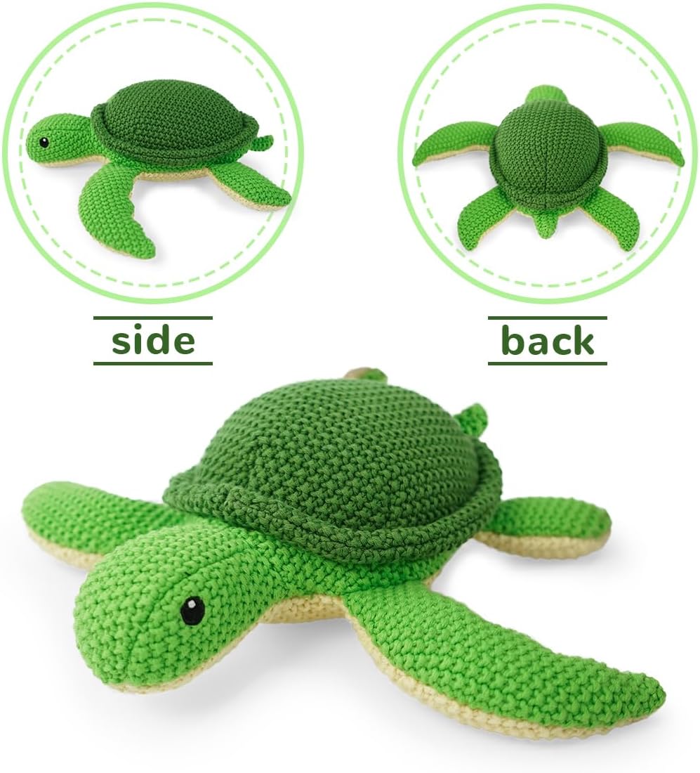 Turtle Stuffed Animal for Kids,8inch Ocean Toys Hand Knit Doll Baby Cute Doll Bed Time,Handmade Knit Animal Toy Soft Cotton Knitted Animals Teddy Bear Christmas Birthday Gifts （Turtle）