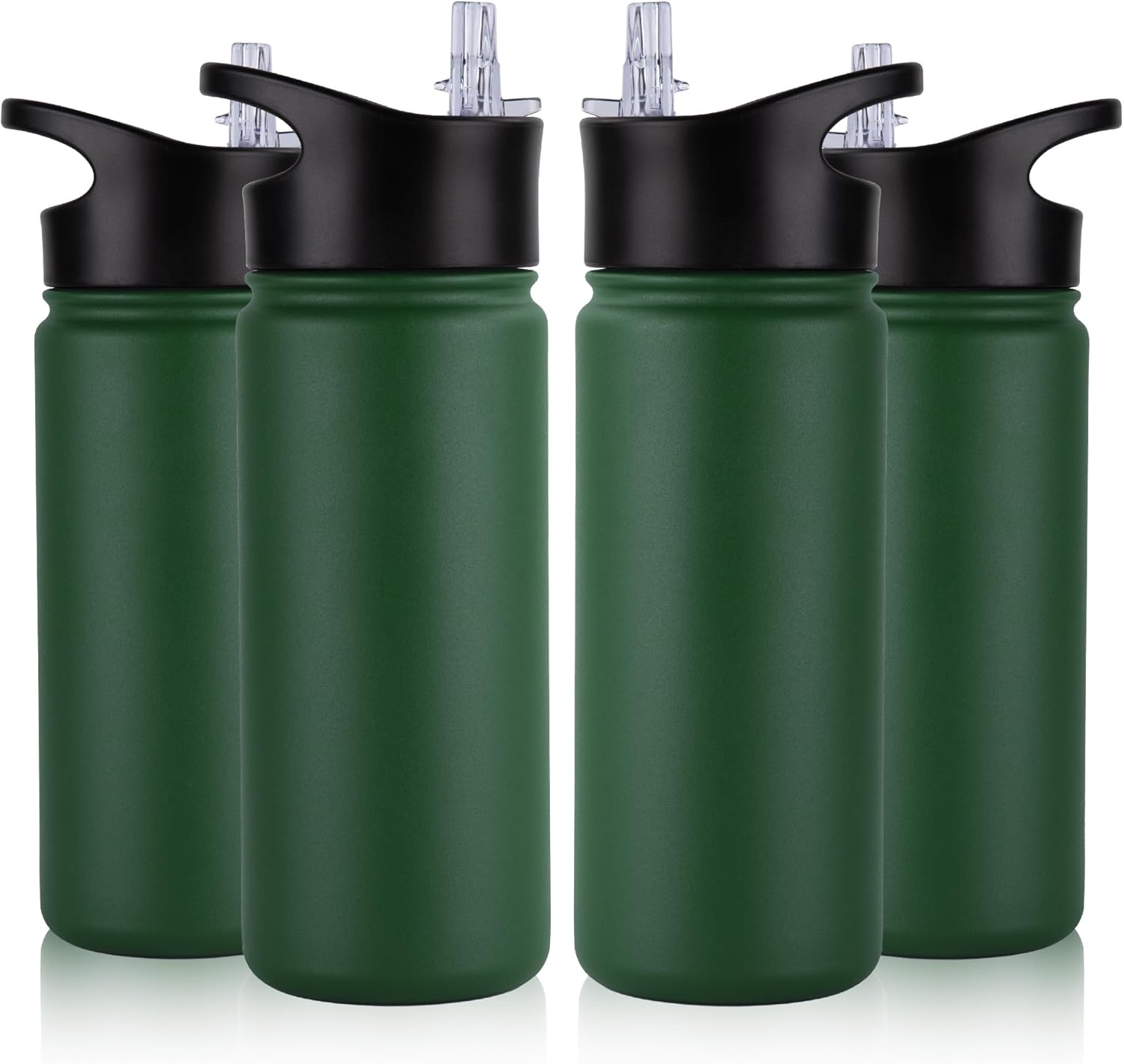 40 oz Insulated Water Bottle with Straw, Stainless Steel Sports Water Bottles with 2 Lids (Straw and Wide Mouth lid), Double Wall Vacuum, Leakproof, BPA-Free, Black