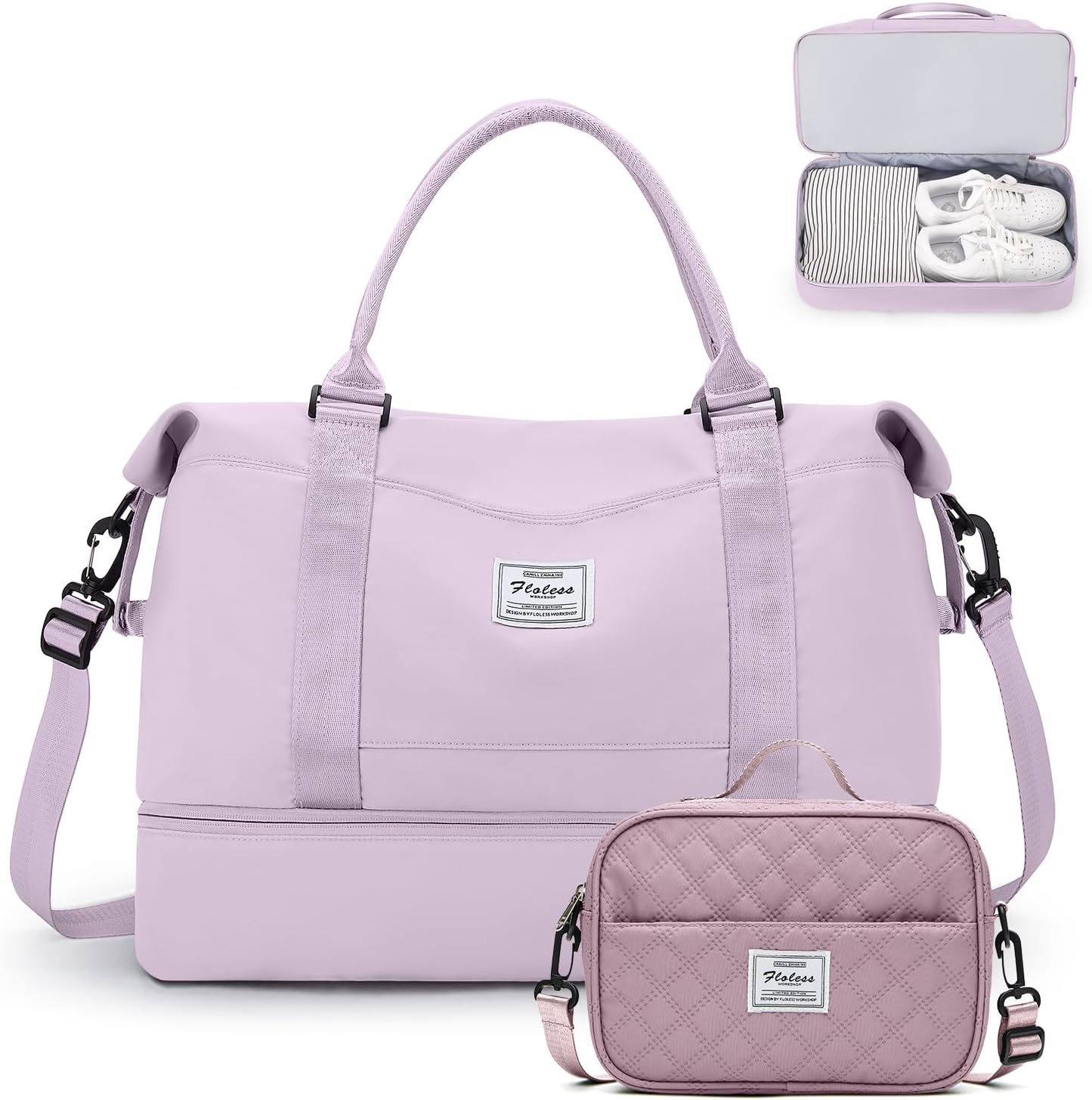 Weekender Bags for Women,Personal Item Travel Bag with Shoes Compartment,Overnight Travel Duffel Bag with Toiletry Bag