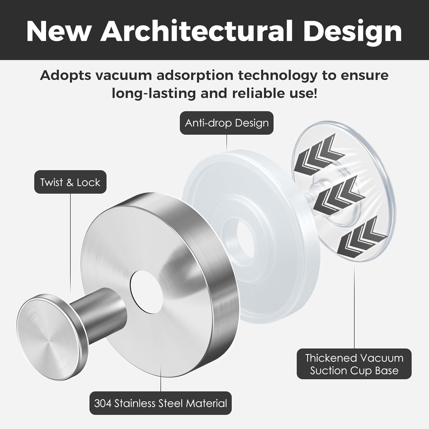 Shower Hooks for Inside Shower,Suction Cup Hooks for Glass Window,Removable Towel Hooks for Bathrooms,4 Packs(Silver)