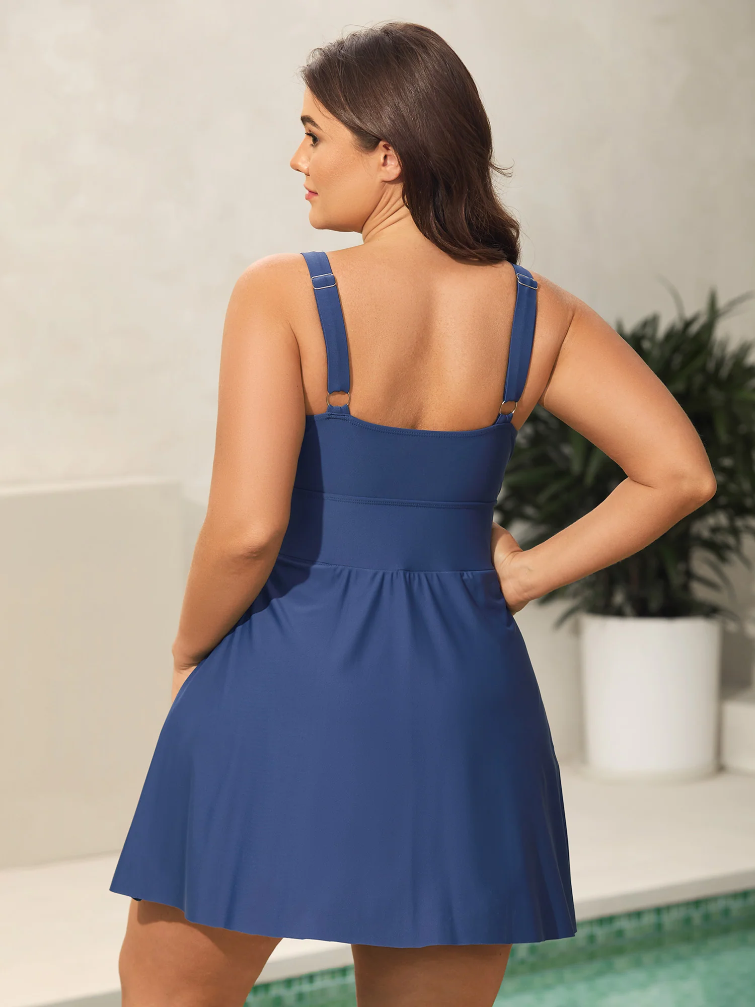 Anti-Float Ties Split Swim Dress