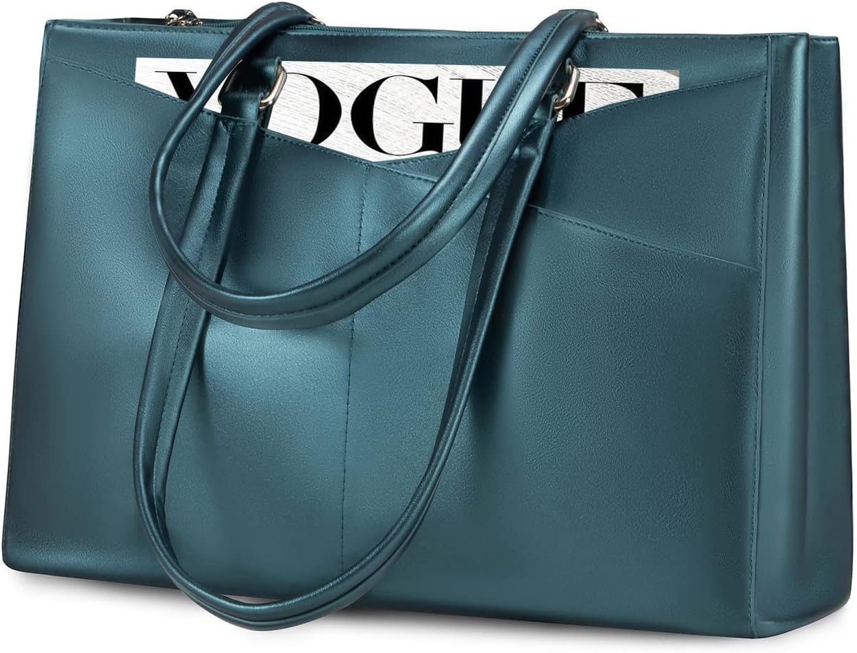 LOVEVOOK Laptop Tote Bag for Women 15.6 Inch Waterproof Leather Computer Bags Business Office Work Briefcase Black