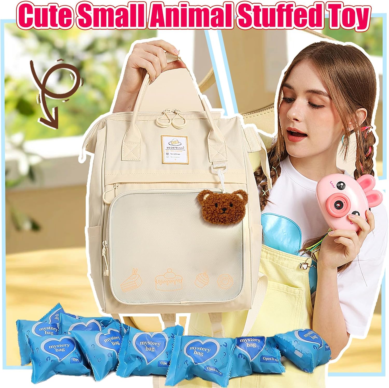 24-Pack Mini Stuffed Animals Blind Bags: Bulk Small Stuffed Animals for Kids, Cute Plush Keychains, Party Favors for Kids, Classroom Prizes, Claw Machine Toys, Birthday Gifts