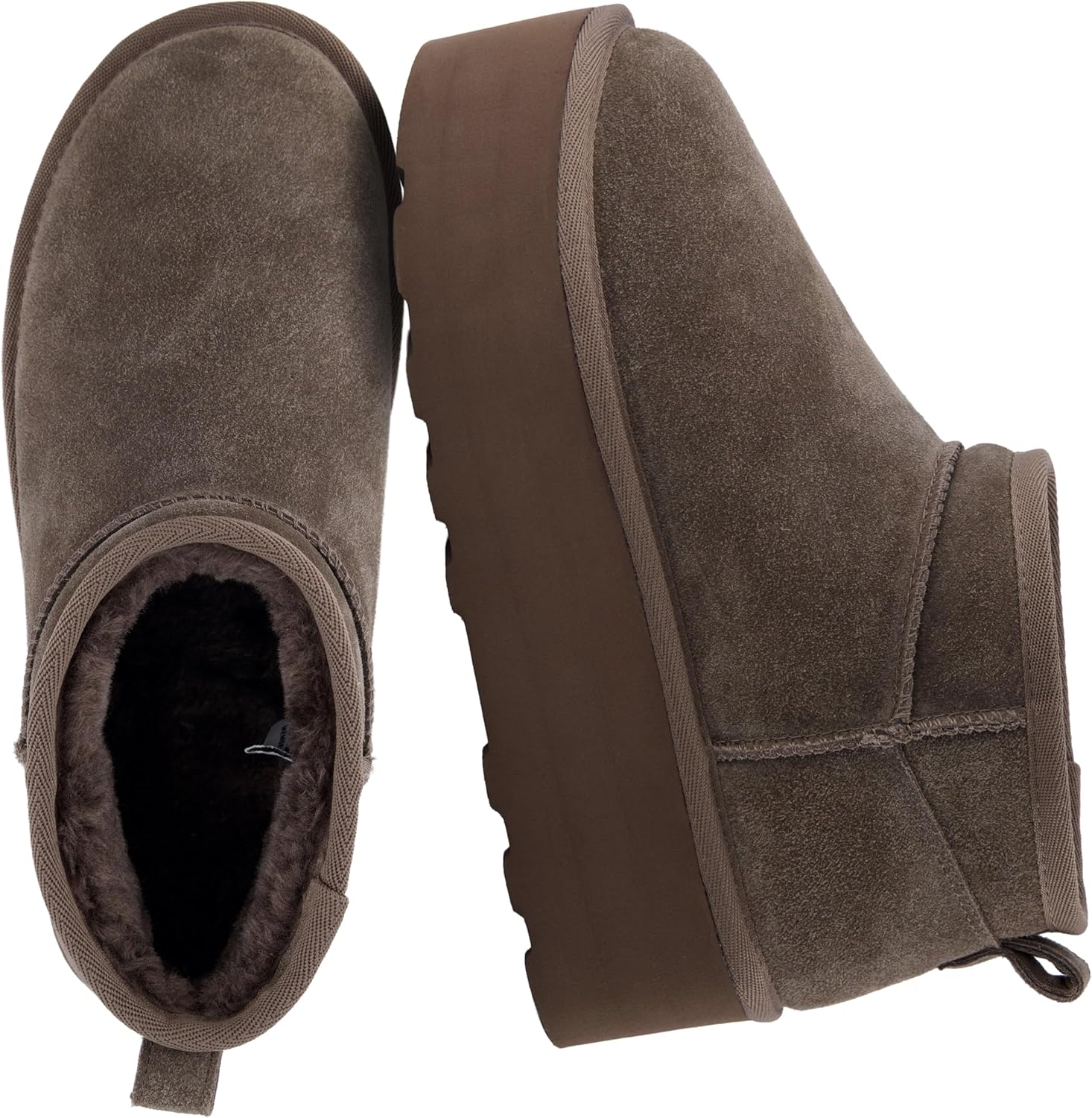 CUSHIONAIRE Hippy Women’s Platform Ankle Boots – Genuine Suede, Faux Fur Lining, Cozy Winter Slip-On Design, Comfortable Footwear with Wide Widths Available
