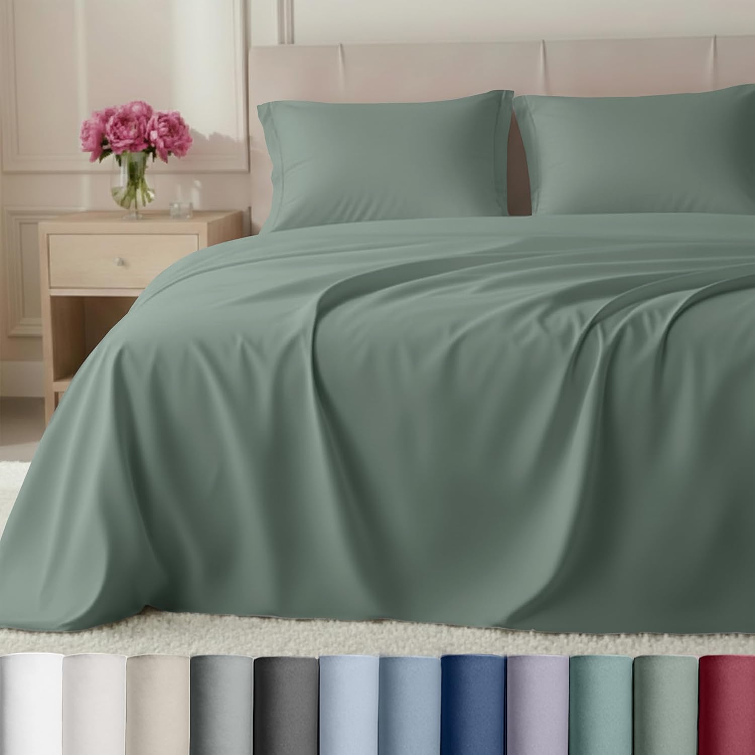 California Design Den Split King Sheet Set - Luxury 800 Thread Count, 100% Cotton Sateen, Bedding Set with Deep Pockets Sheets - Beige