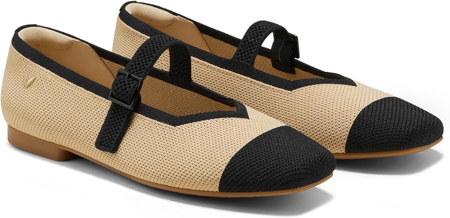 VIVAIA Women's Margot Mary Jane Square-Toe Ballet Flats